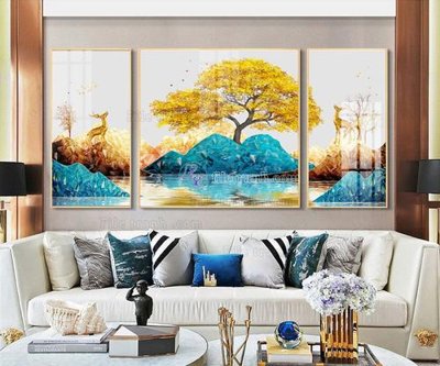 File tranh gốc in trần nhà File tranh hiện đại pha lê gương FT046 3D