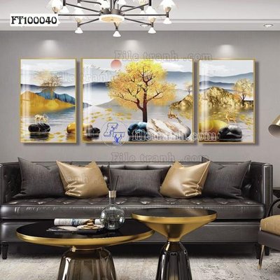 Hình ảnh file gốc in trần nhà File tranh hiện đại pha lê gương FT100040