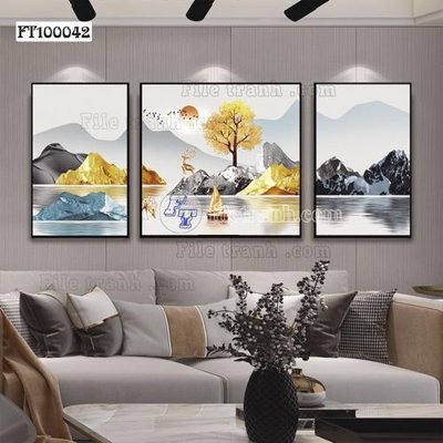 File in trần File tranh hiện đại pha lê gương FT100042 (file gốc) phong thủy