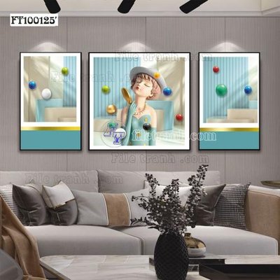 File in trần File tranh hiện đại pha lê gương FT100125 (bản gốc) hoa văn