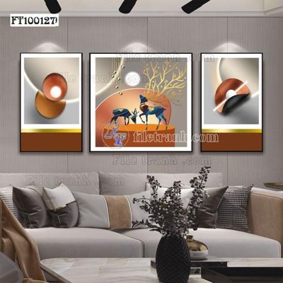 File tranh File tranh hiện đại pha lê gương FT100127 (bản gốc) in lụa dán tường