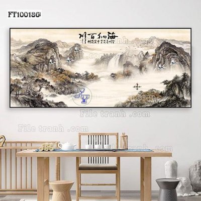 File gốc File tranh hiện đại pha lê gương FT100186 (in lụa) tranh thuận buồm