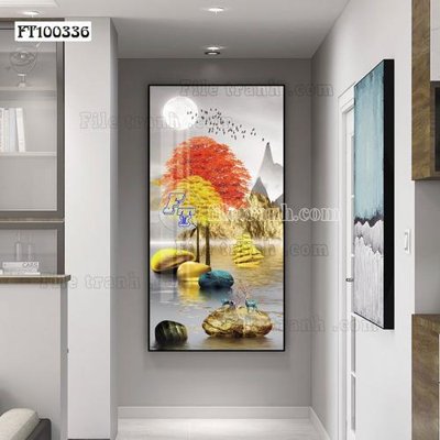 File in mica File tranh hiện đại pha lê gương FT100336 (bản gốc) làm vách ngăn