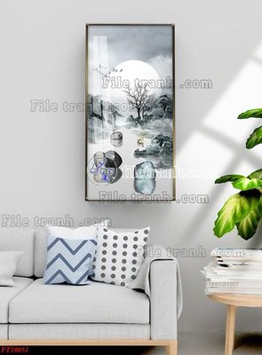 File gốc File tranh bộ hiện đại FT10051 (in lụa) tranh mã đáo