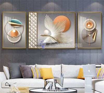 File in trần File tranh hiện đại pha lê gương FT100797 (bản gốc) hoa văn