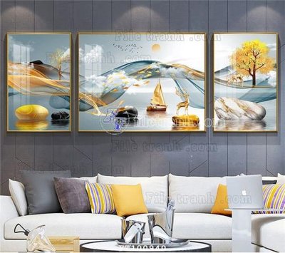 Tải file File tranh hiện đại pha lê gương FT100940 (gốc) chủ đề hoa sen