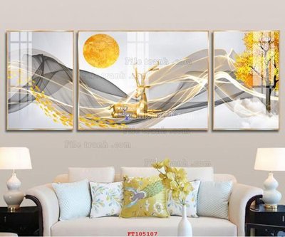 File in trần File tranh hiện đại pha lê gương FT105107 (bản gốc) hoa văn