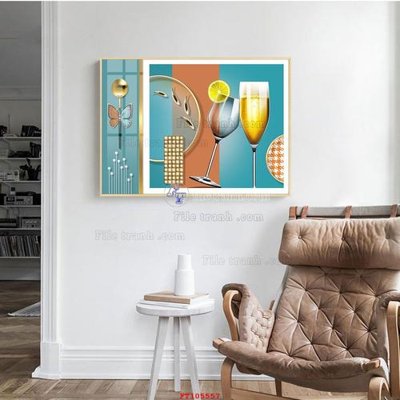 File tranh File tranh hiện đại pha lê gương FT105557 (bản gốc) treo quán cafe