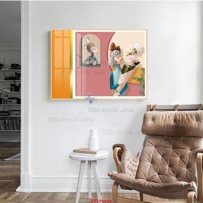 File in lụa File tranh hiện đại pha lê gương FT105609 (chất lượng cao) File tranh hiện đại pha lê gương FT105609