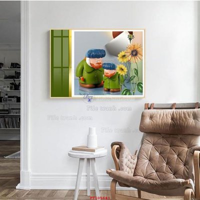 File gốc File tranh hiện đại pha lê gương FT105641 (in lụa) tranh mã đáo