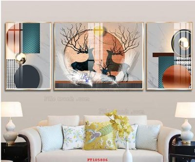 File in trần File tranh hiện đại pha lê gương FT105806 (bản gốc) mây trời