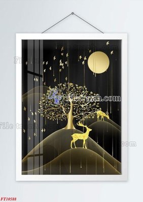 File gốc File tranh bộ hiện đại FT784588 (in lụa) hoa văn cổ điển