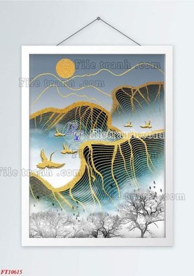 File gốc File tranh bộ hiện đại FT1027615 (in lụa) tranh phong thủy