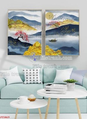 File gốc File tranh bộ hiện đại FT1063619 (in lụa) trang trí tường
