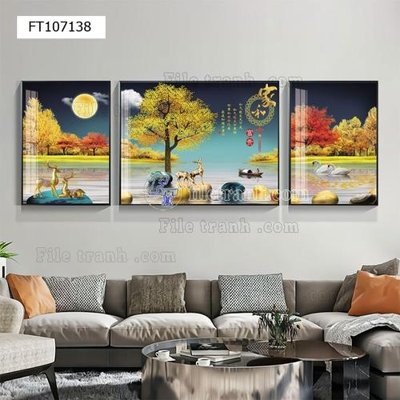 File in trần File tranh hiện đại pha lê gương FT107138 (file gốc) phong thủy