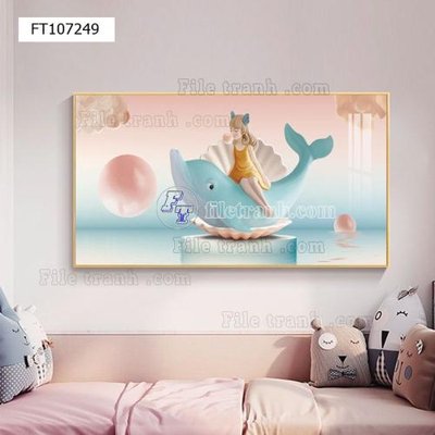 File in trần File tranh hiện đại pha lê gương FT107249 (bản gốc) hoa văn