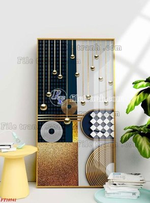 File gốc File tranh bộ hiện đại FT2161741 (in lụa) họa tiết 3D