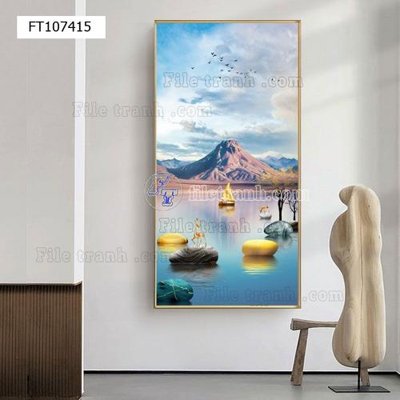 File in trần File tranh hiện đại pha lê gương FT107415 (bản gốc 3D) sống động