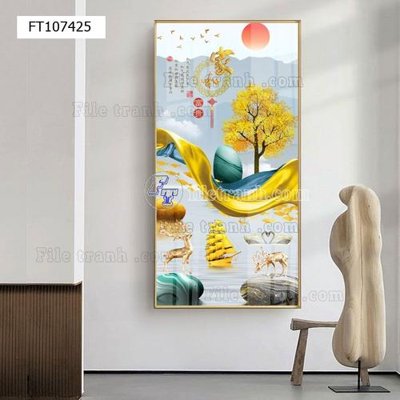 File tranh in tráng gương File tranh hiện đại pha lê gương FT107425 (siêu nét)