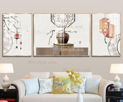 File in trần File tranh hiện đại pha lê gương FT109092 (bản gốc) hoa văn