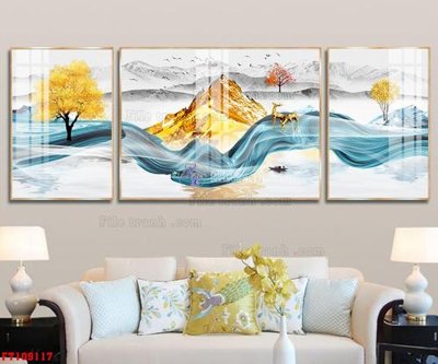 File in trần File tranh hiện đại pha lê gương FT109117 (bản gốc) đại dương