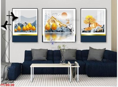 File in trần File tranh hiện đại pha lê gương FT109130 (bản gốc) hoa văn