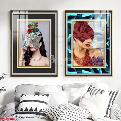 Tải file File tranh hiện đại pha lê gương FT109486 (gốc) chủ đề hoa sen