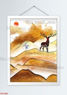 File gốc File tranh bộ hiện đại FT11008 (in lụa) hoa văn cổ điển