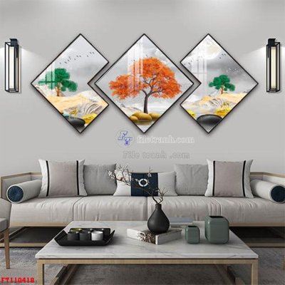 Download file gốc File tranh hiện đại pha lê gương FT110418 (in lụa) hoa lá