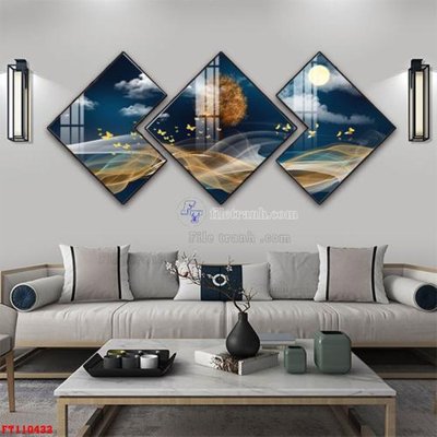 File in lụa File tranh hiện đại pha lê gương FT110433 (chất lượng cao) File tranh hiện đại pha lê gương FT110433