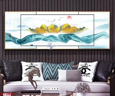 File gốc File tranh hiện đại pha lê gương FT110449 (in lụa) tranh mã đáo