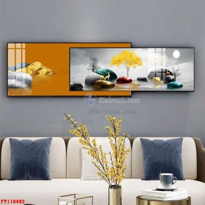 File in lụa File tranh hiện đại pha lê gương FT110493 (phong cảnh) File tranh hiện đại pha lê gương FT110493