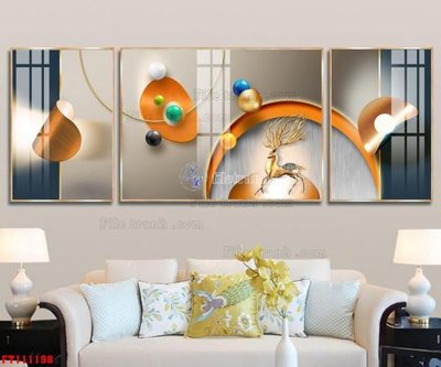 File tranh gốc in trần nhà File tranh hiện đại pha lê gương FT111198 3D