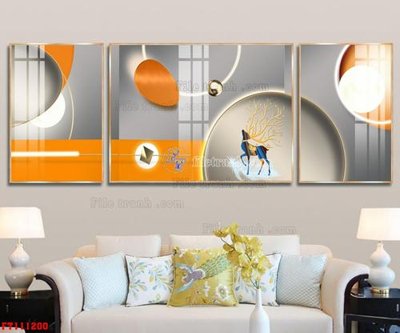 Hình ảnh file gốc in lụa File tranh hiện đại pha lê gương FT111200