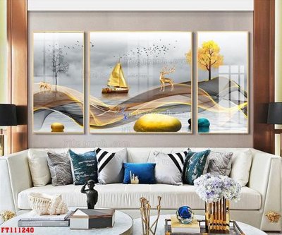 File in lụa File tranh hiện đại pha lê gương FT111240 (phong cảnh) File tranh hiện đại pha lê gương FT111240