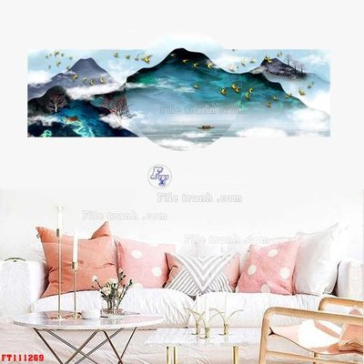 Tải file File tranh hiện đại pha lê gương FT111269 (gốc) chủ đề hoa sen