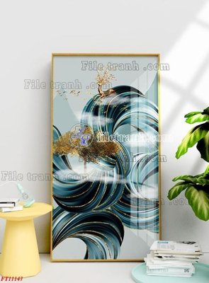 Ảnh gốc File tranh bộ hiện đại FT11147 (nét căng) in mica