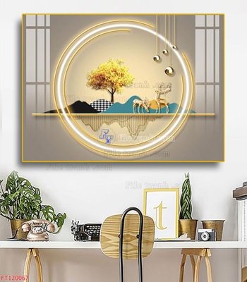 Tải file File tranh hiện đại pha lê gương FT120067 (gốc) chủ đề phong thủy
