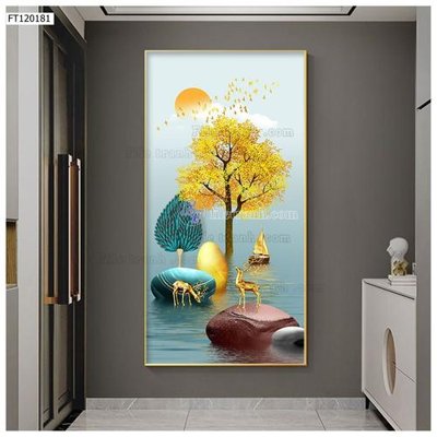 Tải file File tranh hiện đại pha lê gương FT120181 (gốc) chủ đề phong thủy