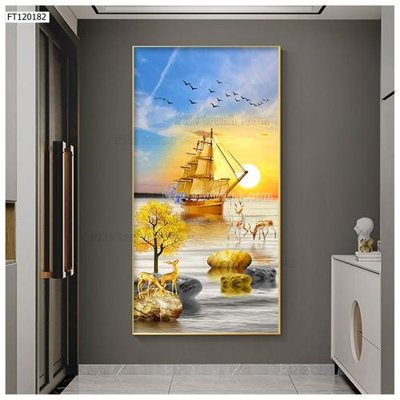 File tranh File tranh hiện đại pha lê gương FT120182 (bản gốc) treo quán cafe