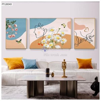 Tải file File tranh hiện đại pha lê gương FT120343 (gốc) chủ đề hoa sen
