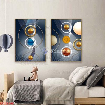 Tải file File tranh bộ hiện đại FT121145 (gốc) chủ đề hoa sen