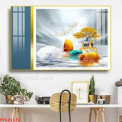 File tranh File tranh bộ hiện đại FT121173 (gốc) in trên kính
