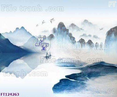 File in trần File tranh bộ hiện đại FT124263 (bản gốc) mây trời