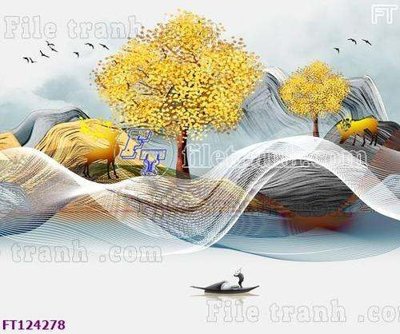 File in trần File tranh bộ hiện đại FT124278 (bản gốc) hoa văn