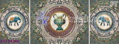 File gốc File tranh bộ hiện đại FT124356 (in lụa) hoa văn cổ điển