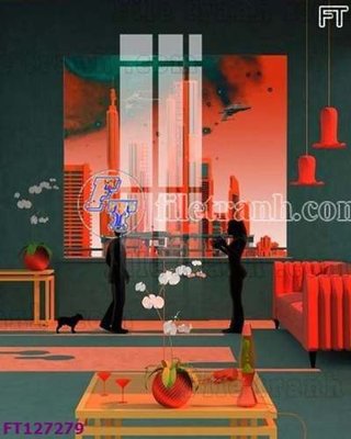 File gốc File tranh bộ hiện đại FT127279 (in lụa) hoa văn cổ điển