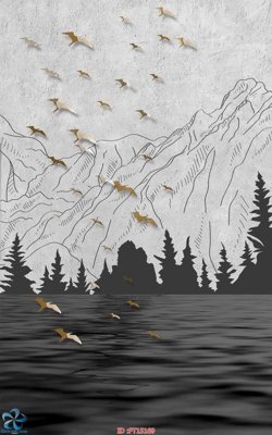 File in trần Tranh trang trí lối vào FT15169 (bản gốc) mây trời