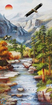 File tranh gốc in trần nhà Tranh trang trí lối vào FT15231 3D