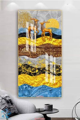 File gốc Tranh trang trí lối vào FT15311 (in lụa) họa tiết 3D